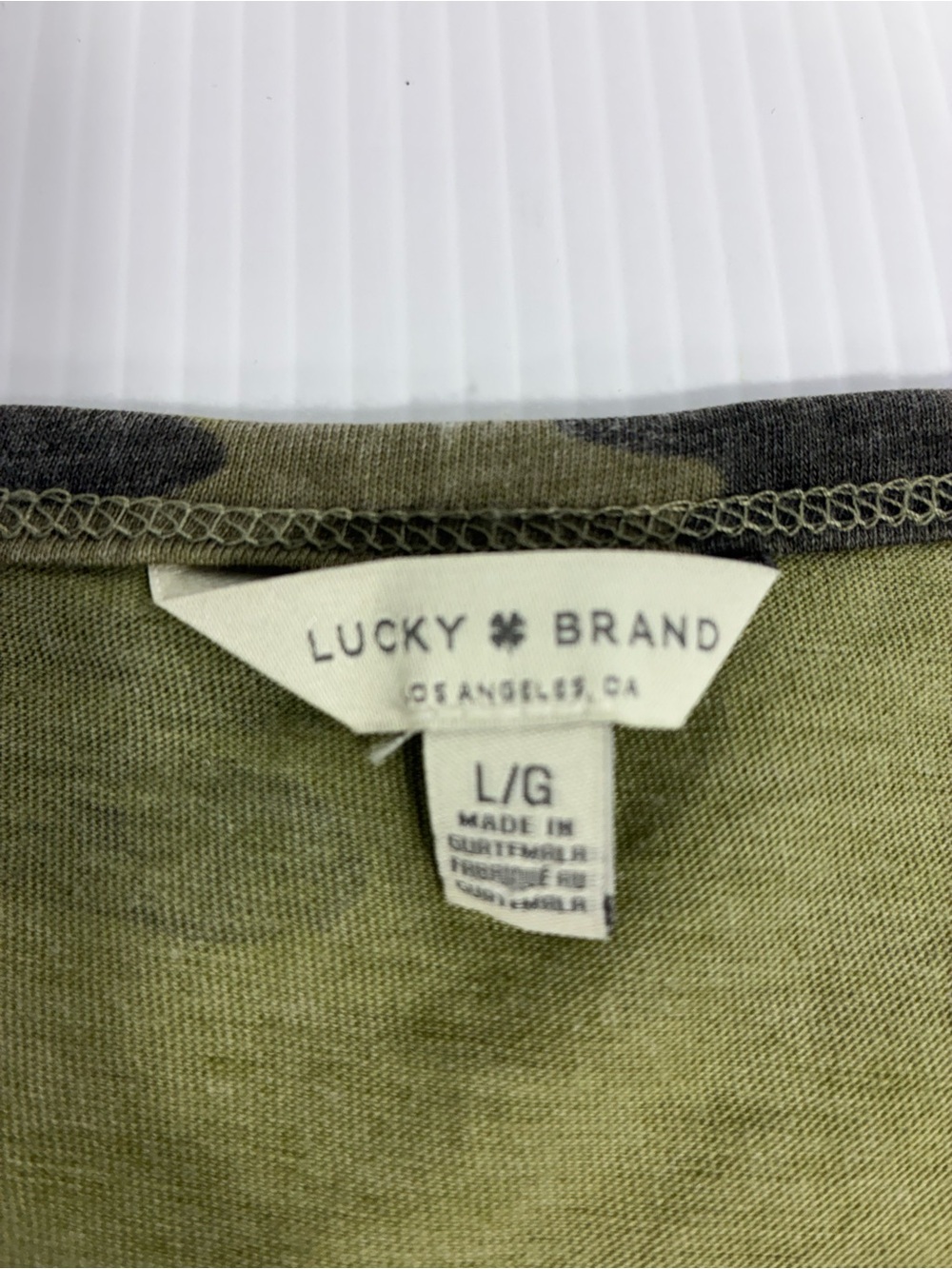 Lucky Brand Olive and Dark Green Camo V-Neck Tee - Picture 2 of 8